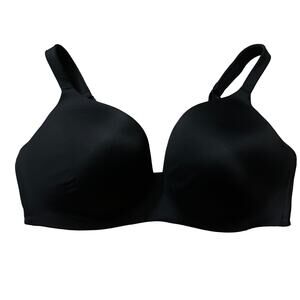 Cacique Black Simply Wire Free Plunge Push Up Bra Molded Cup Size 40DDD